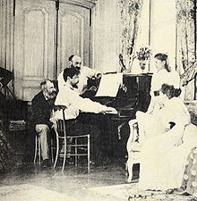 Debussy at the piano, with friends