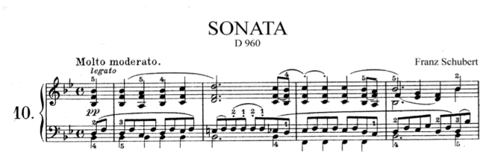 The opening bars of the first movement of Schubert's Sonata in B-flat Major D960